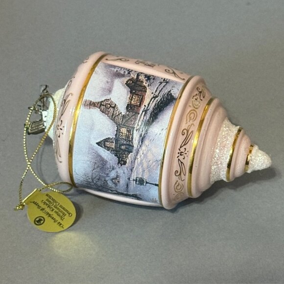 Vintage Thomas Kinkade Christmas Ornament Cottage Bradford Glass Porterfield Tag - Picture 1 of 4